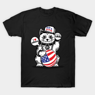 USA CAT FLAG PREMIUM DESIGN T-Shirt